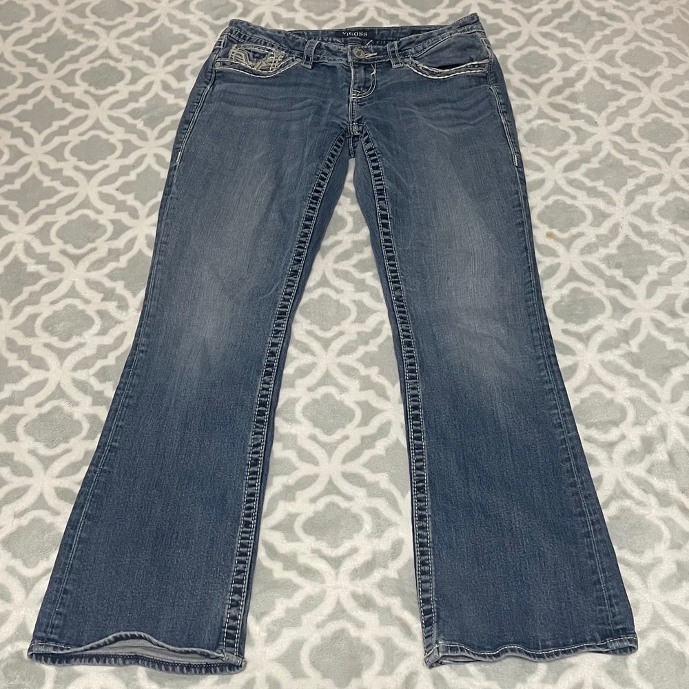 Vigoss Heritage Fit Denim Jeans New York Boot Cut Rhinestone Embellished‎